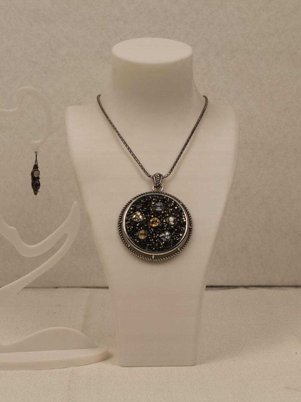 Brighton Albert Einstein Quote Pendant Necklace Silver Tone Pave Crystal & Earin - Picture 2 of 11